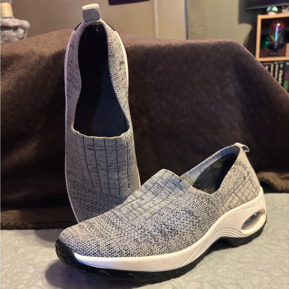 Skechers Gray Slip-On Athletic Shoes